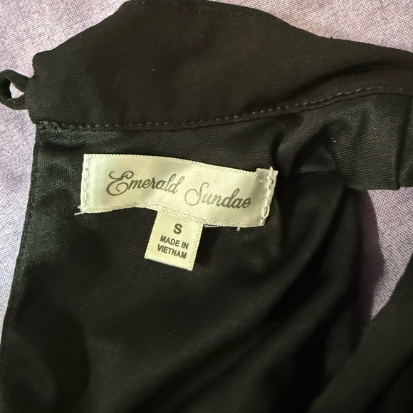 Emerald Sundae Black Mini Dress with Keyhole Neckline